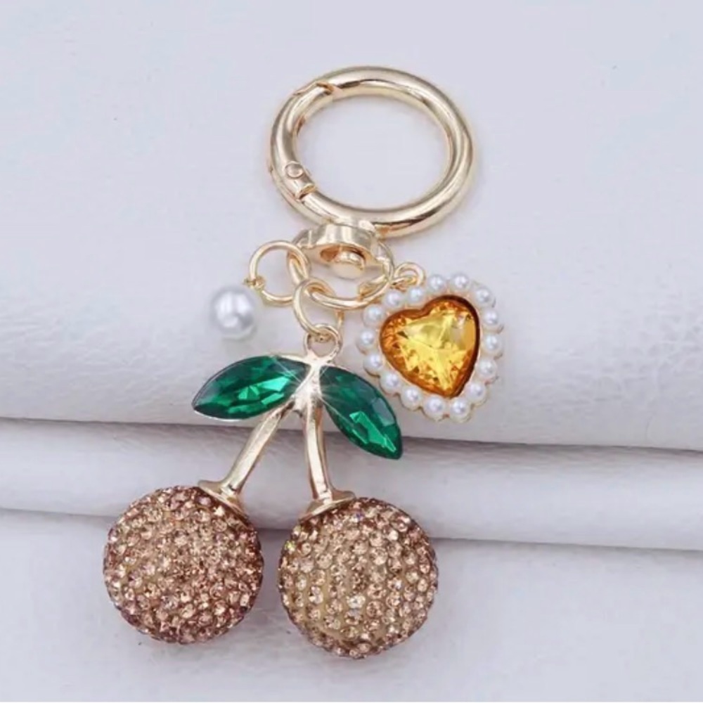 Gold Cherry Keychain you pick your color new with tags - Picture 2 of 4
